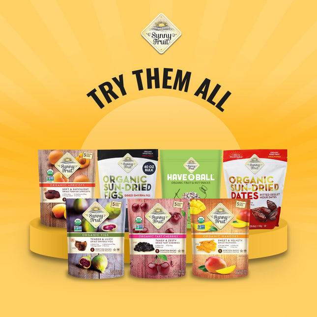 Sunny Fruit 100% RAW Fruit &amp; Nut Snacks, Apricot, Cacao Nibs &amp; Hazelnut, 1-Pack (9 Balls Per Bag) | Healthy, Convenient, On-the-Go Energy Balls | ORGANIC, VEGAN, GLUTEN-FREE, KOSHER, NO ADDED SUGAR