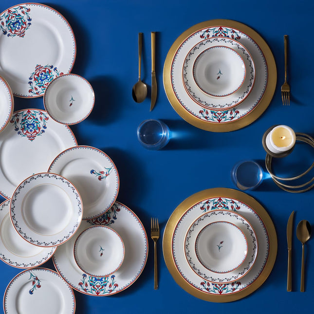 Karaca Nakkas 24-Piece Porcelain Dinner Set for 6 People, Unique Design, Crockery and Plates, Daily and Special Occasions, Chic and Elegant Table Service