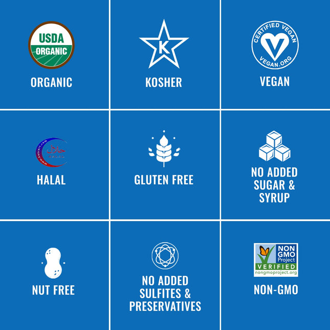 Sunny Fruit Soft Organic Prunes - 6 Bags (30 Individual Portion Packs) | Healthy, Convenient Dried Plums Snack Packs | ORGANIC, NON-GMO, VEGAN, HALAL, KOSHER, NO PRESERVATIVES, NO SUGAR ADDED