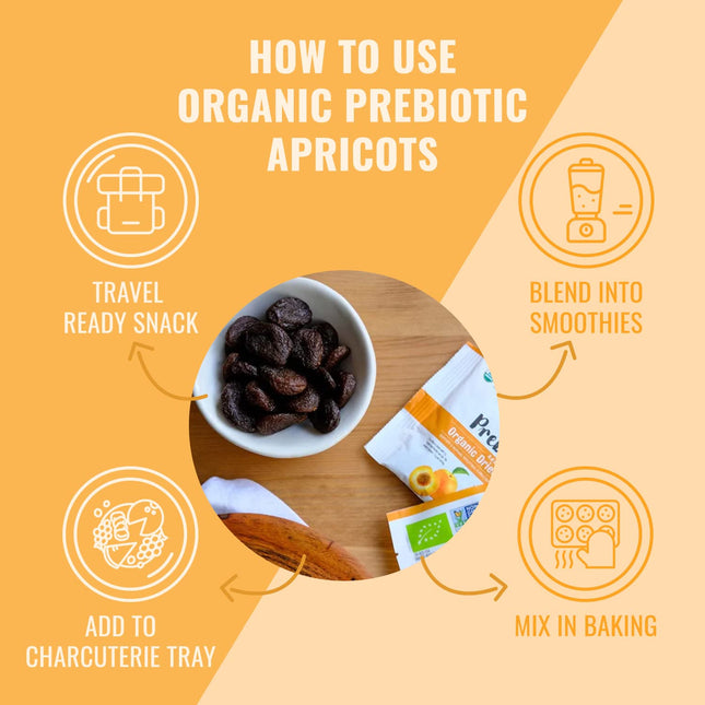 Sunny Fruit Organic Prebiotic Apricots - 6 Bags (30 Individual Portion Packs) | Convenient Snack Packs with Prebiotic Fiber | ORGANIC, NON-GMO, KOSHER, HALAL, NO PRESERVATIVES, NO SUGAR ADDED