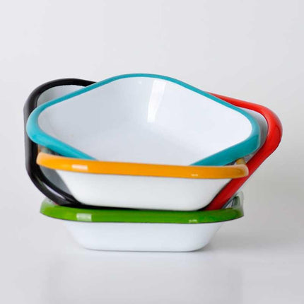 Enamel Square Mini Appetizer Plate Yellow 11 cm