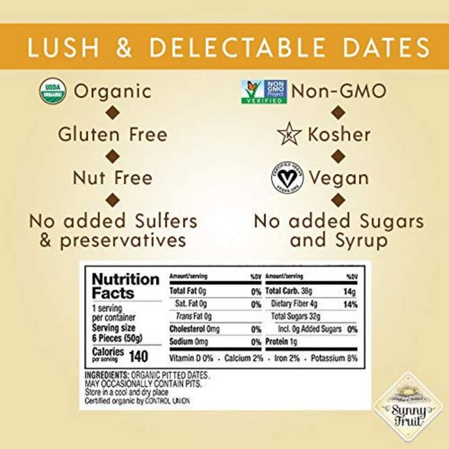 Sunny Fruit Organic Dried Fruit Assortment - Figs, Apricots, Dates, Mango, Cherries & Prunes Variety, 6 Bags (30 Individual Portion Packs) | NON-GMO, HALAL, KOSHER, NO PRESERVATIVES, NO SUGAR ADDED