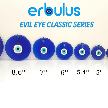 Erbulus 3.5" Glass Blue Evil Eye Wall Hanging Ornament - Evil Eye Decor - Turkish Handmade Nazar Amulet - Home Protection Charm - Evil Eye Wall Decor Amulet in a Box