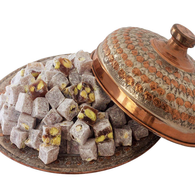 Cerez Pazari Turkish Delight Pistachio Candy, Gourmet Premium Vegan Sweets Small Gift Box, Luxury Traditional Confectionery Loukoumi, Soft Candy Dessert Glucose-Free Turkish Delight, 7.4 oz.