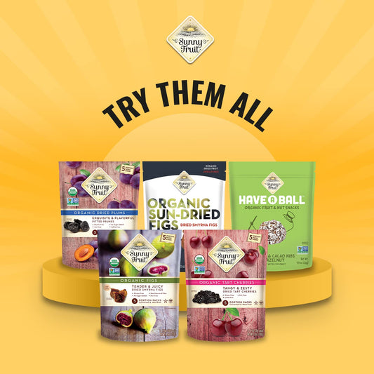 Sunny Fruit 100% RAW Fruit & Nut Snacks, Fig & Walnut, 6-Pack (9 Balls Per Bag) | Healthy, Convenient, On-the-Go Energy Balls | ORGANIC, VEGAN, GLUTEN-FREE, KOSHER, NO ADDED SUGAR