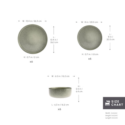 Karaca New Skal Dinnerware Sets for 6 People, Modern Design, Stoneware Dinner Set, Kitchen Plates Bowls, Reactive Glaze, 18-Piece Dish Set, Dishwasher &amp; Microwave Safe