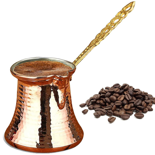 Hakan Turkish Coffee Pot | Stove Top Water Boiler, Coffee Maker, Butter, Chocolate &amp; Milk Warmer | Even and Quick Heat with Handcrafted Copper Material | Coffee Gifts Idea, 16 Oz (475 cc)