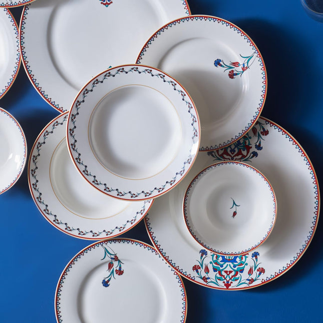 Karaca Nakkas 24-Piece Porcelain Dinner Set for 6 People, Unique Design, Crockery and Plates, Daily and Special Occasions, Chic and Elegant Table Service