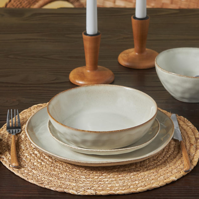 Karaca Aria Reactive Tableware Set for 6 People, 24 Pieces, Beige, Dining Tableware, Unique in The Foreground, Natural Colours, Cleanable and Durable