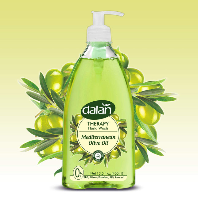Dalan Therapy Mediterranean Olive Oil Ultra Moisturizing Liquid Hand Soap for Normal and Dry Hands Fresh Clean and Soft Feeling (13.5 Fl Oz / 400 mL (Pack of 4))
