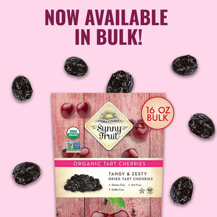 Sunny Fruit Soft Organic Dried Tart Cherries, 16 Ounce Bulk Bag | Healthy, Sweet Snack | ORGANIC, NON-GMO, VEGAN, HALAL, KOSHER, NO PRESERVATIVES