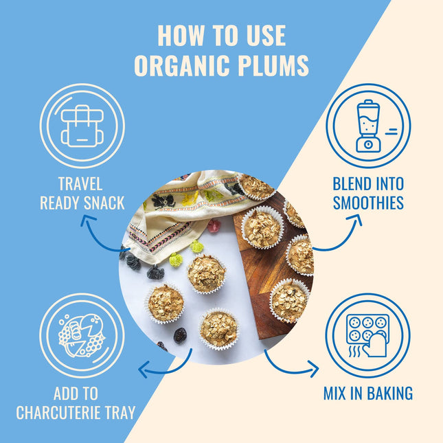 Sunny Fruit Soft Organic Prunes - 6 Bags (30 Individual Portion Packs) | Healthy, Convenient Dried Plums Snack Packs | ORGANIC, NON-GMO, VEGAN, HALAL, KOSHER, NO PRESERVATIVES, NO SUGAR ADDED