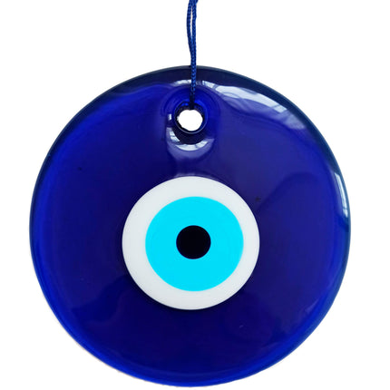 Erbulus 5.4" Glass Blue Evil Eye Wall Hanging Ornament - Turkish Handmade Nazar Amulet - Home Protection Charm - Wall Decor in a Box
