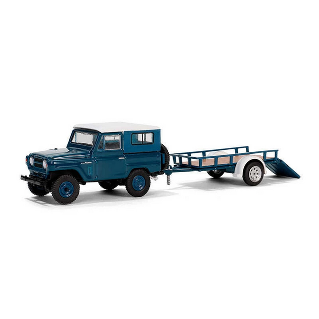 Greenlight 1/64 Hitch &amp; Tow Series 31 - 1961 Nissan Patrol Hard Top with Utility Trailer