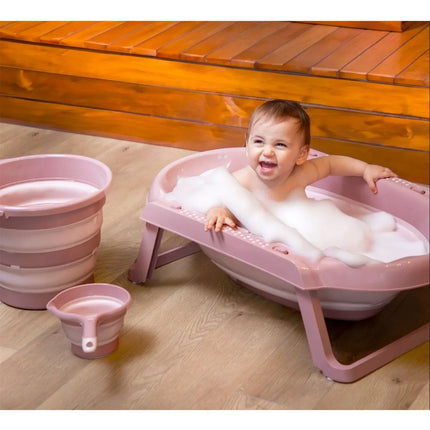Babyjem Katlanır Bebek Banyo Küvet Seti 3 Parça Somon