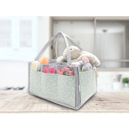Babyjem Keçe Anne Bebek Bakım Çantası Organizer Yeşil Çiçek