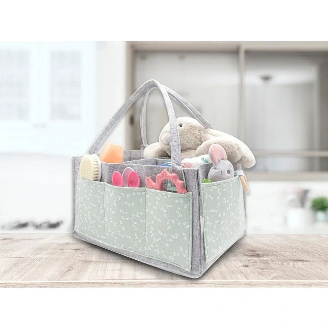 Babyjem Keçe Anne Bebek Bakım Çantası Organizer Yeşil Çiçek