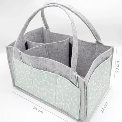 Babyjem Keçe Anne Bebek Bakım Çantası Organizer Yeşil Çiçek