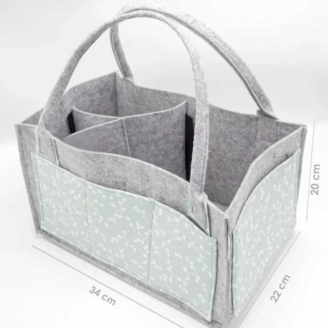 Babyjem Keçe Anne Bebek Bakım Çantası Organizer Yeşil Çiçek