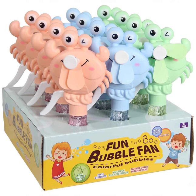 Fun Bubble Fan Crab Figured Foam Bubble and Mechanical Fan