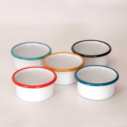 Enamel Jam Sauce Bowl White Black