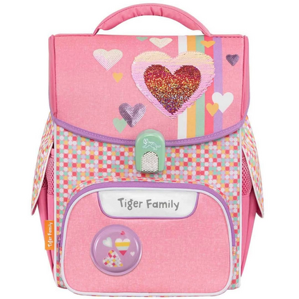 Pink School Bag with Heart Pattern
