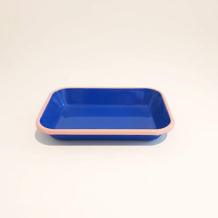 Enamel Appetizer Plate Cobalt Pink 22 x 16 cm
