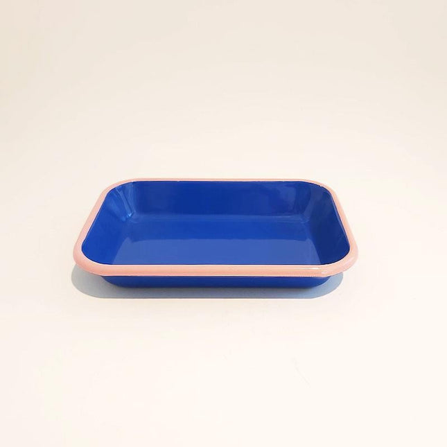 Enamel Appetizer Plate Cobalt Pink 22 x 16 cm