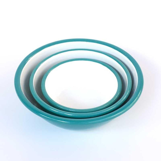 Enamel Bowl Set of 3 Turquoise