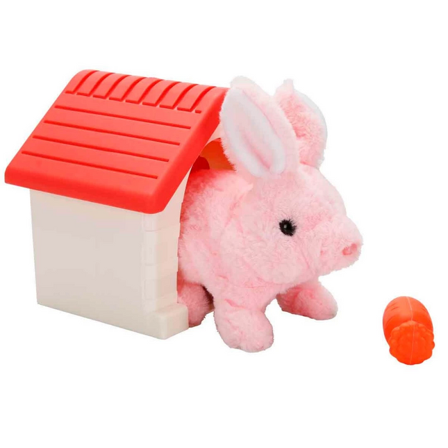 Cute Plush Rabbit with Sound and Animated Hut