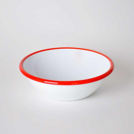 Enamel Salad Bowl White Red