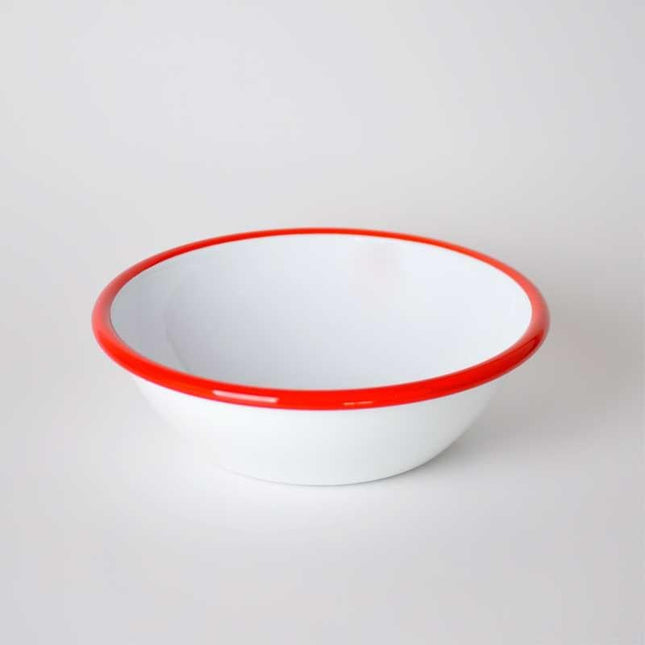 Enamel Salad Bowl White Red