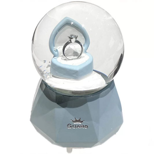 Heart-Shaped Single Stone Snow Globe with Lights and Music