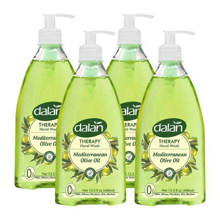 Dalan Therapy Mediterranean Olive Oil Ultra Moisturizing Liquid Hand Soap for Normal and Dry Hands Fresh Clean and Soft Feeling (13.5 Fl Oz / 400 mL (Pack of 4))