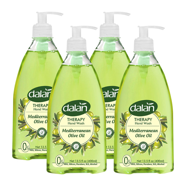 Dalan Therapy Mediterranean Olive Oil Ultra Moisturizing Liquid Hand Soap for Normal and Dry Hands Fresh Clean and Soft Feeling (13.5 Fl Oz / 400 mL (Pack of 4))