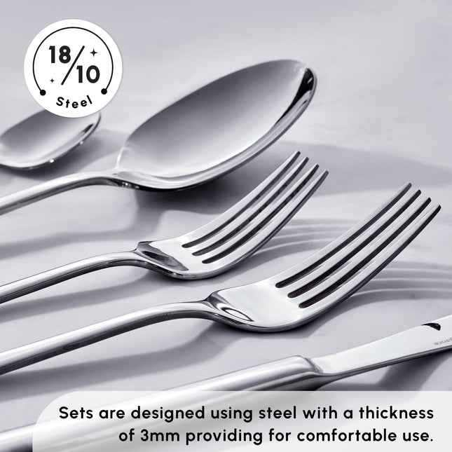 Karaca Tivoli 60 Pieces Cutlery Set for 12 Person - Forks, Spoon, Knives Silverware Sets - Modern Silver Flatware - Stainless Steel Kitchen Utensils Tableware Set - Dishwasher Safe