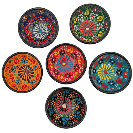 Ayennur Decorative Turkish Ceramic Bowl Set of 6 Serving-Handcrafted(3.14''- 8cm) 2.5oz Pinch sauce Multicolor Dipping Finger Small Serving Charcuterie Bowls(Multi 5)