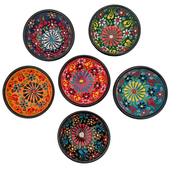 Ayennur Decorative Turkish Ceramic Bowl Set of 6 Serving-Handcrafted(3.14''- 8cm) 2.5oz Pinch sauce Multicolor Dipping Finger Small Serving Charcuterie Bowls(Multi 5)