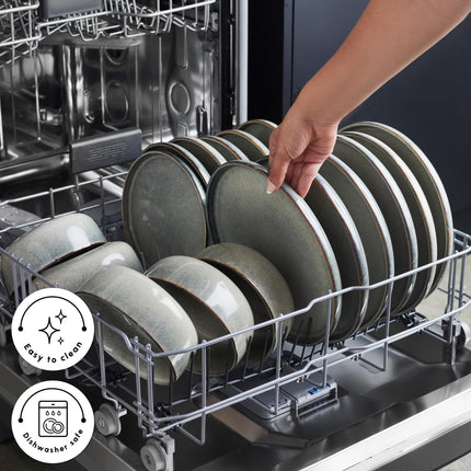 Karaca New Skal Dinnerware Sets for 6 People, Modern Design, Stoneware Dinner Set, Kitchen Plates Bowls, Reactive Glaze, 18-Piece Dish Set, Dishwasher &amp; Microwave Safe