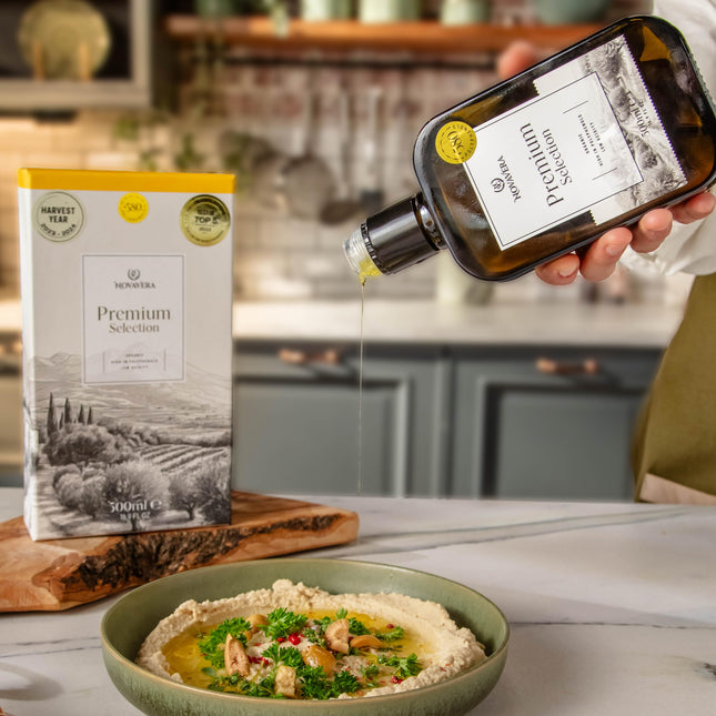 NVG NOVAVERA Premium High Polyphenol Rich Olive Oil(Up to 600 MG/KG), USDA Organic Drinking Extra Virgin Olive Oil, Evoo World Ranking Top 5, Low Acidity, Early Harvest, Cold Pressed, 16.9 oz