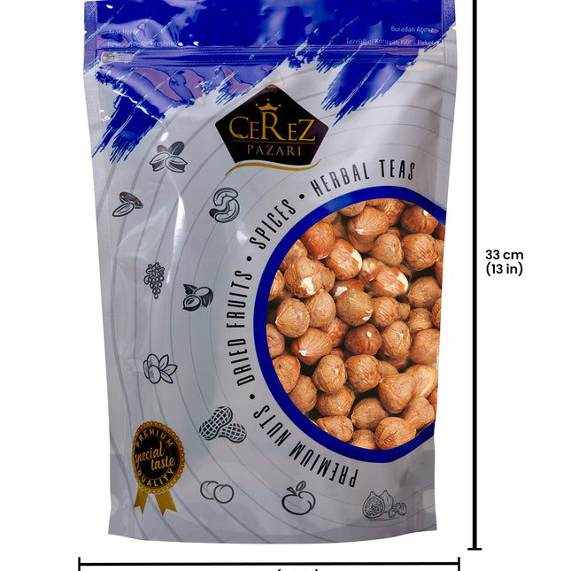 Cerez Pazari Turkish Raw Hazelnuts (Filberts), No Shell Natural Unsalted Hazelnuts, Healthy Keto Paleo Diet Snacks, Premium Quality, Gluten-Free, Vegan, Non-GMO, Resealable Bag, 2 lbs