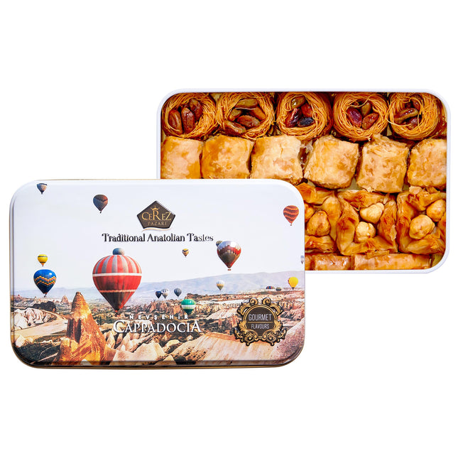 Cerez Pazari Baklava Pastry 8.5oz, Baklava Gift Box with Rich Pistachios, Walnuts, Hazelnuts and Cashews, Halal Shatila Baklava, Traditional Turkish Arabic Dessert Gift Box, Sweet Food Gifts for Women
