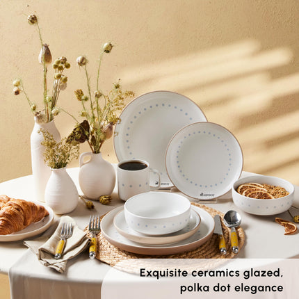 Karaca Haag Glaze Stoneware Dinnerware Set (16-Piece) - Kitchen Dishware Dining Set for 4 People - Microwave Safe Dinner Plates and Bowls Set (Multi)