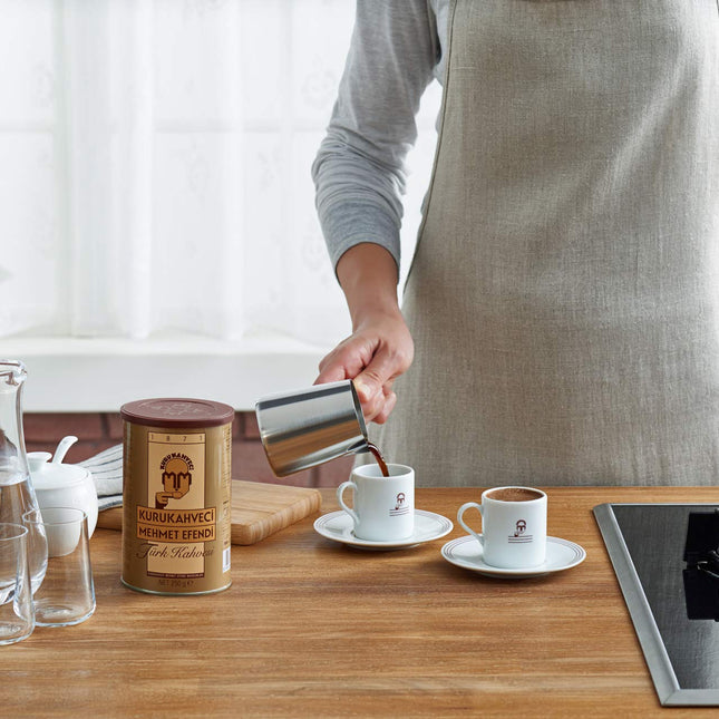 KURUKAHVECI MEHMET EFENDI Decaffeinated Turkish Coffee, Arabica Beans, Roasted Ground, Fresh, Medium to Heavy-bodied, Original Taste Since 1871 (1.76 OZ / 50 Gr)