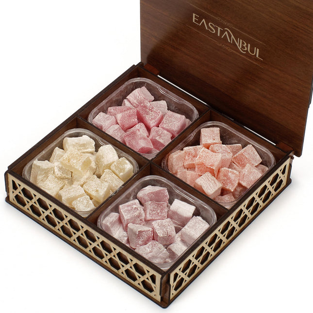 Eastanbul Turkish Delight, 35.3oz, Turkish Delights Candy, Assorted Turkish Delight in Souvenir Wooden Gift, International Candy, Dulces de Narnia, Plain, Gluten Free, No Synthetic Ingredients, Vegan Gift