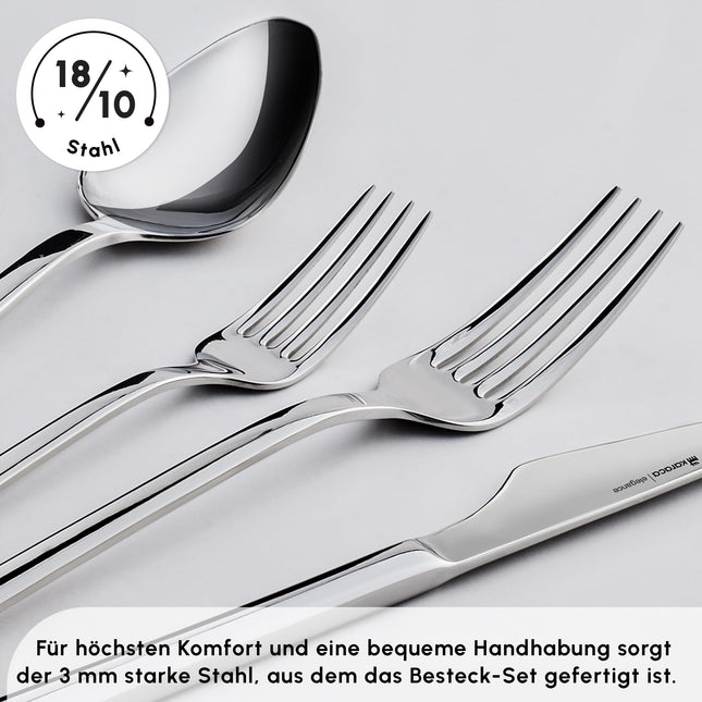 Karaca Boreas 84-Piece Kitchen Silverware Sets, Stainless Steel Cutlery Set for 12 People, Durable, Elegant, Dishwasher Safe, Includes Table & Dessert Spoons, Forks & Knives