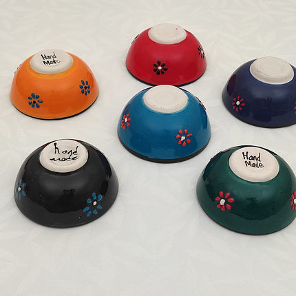 Ayennur Decorative Turkish Ceramic Bowl Set of 6 Serving-Handcrafted(3.14''- 8cm) 2.5oz Pinch sauce Multicolor Dipping Finger Small Serving Charcuterie Bowls(Multi 5)