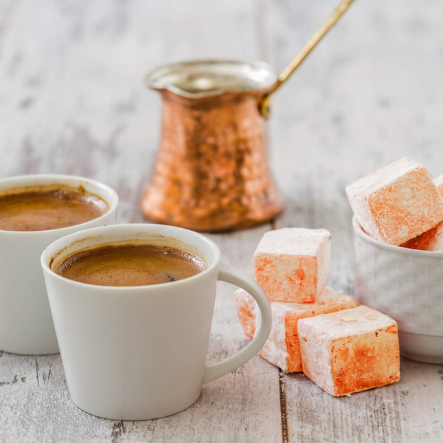 Cerez Pazari Turkish Delight Orange Flavor, Gourmet Small Size Snacks Gift Box, Sweet Traditional Confectionery, Vegan Soft Candy Dessert Loukoumi, Nut &amp; Glucose-Free Turkish Delight, Approx. 40Pcs, 8.1oz.