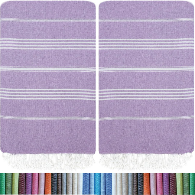 HAVLULAND |Pack of 2| Turkish Beach Towels Oversized 39x71, 100% Turkish Cotton Sand Free Quick Dry Absorbent Towel Travel Blanket for Adults Beach Gift Beach Essentials - Lilac