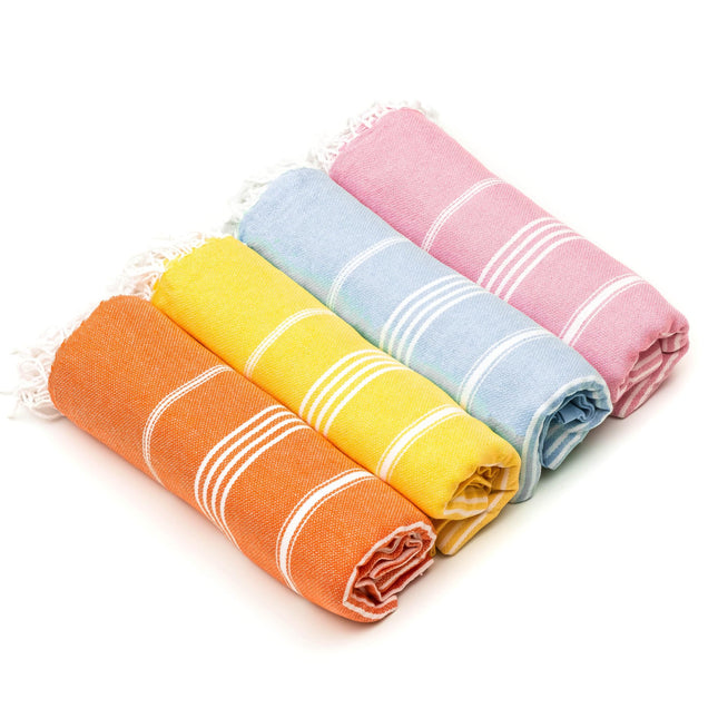 HAVLULAND Set of 4 Turkish Cotton Beach Towels, 71x39, Multi 4, Quick-Dry, Absorbent, Lightweight, Sand-Free, Travel-Friendly, Perfect for Beach, Pool, Spa, Gym, Yoga, Camping, Picnic